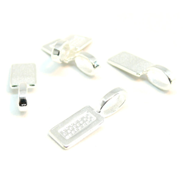 Bélières à Coller forme Rectangulaire métal, attache pendentif couleur Argent Vif