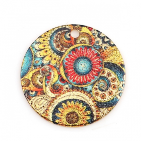 Pendentifs breloques Stardust Ronde 20mm Art Deco Doré