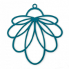 Estampes - pendentifs filigrane Fleur Eventail 34 par 31mm - coloris Bleu Canard