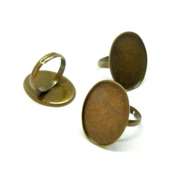 Supports de Bague Ovale 18 par 25mm anneau fin Laiton finition  Bronze