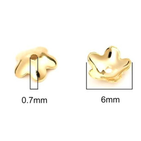 coupelles - caps - Forme Fleur - 6 mm - Acier Inoxydable Doré