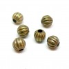 Perles intercalaires forme Rondes avec stries 6 mm métal finition BRONZE