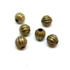 Perles intercalaires forme Rondes avec stries 6 mm métal finition BRONZE