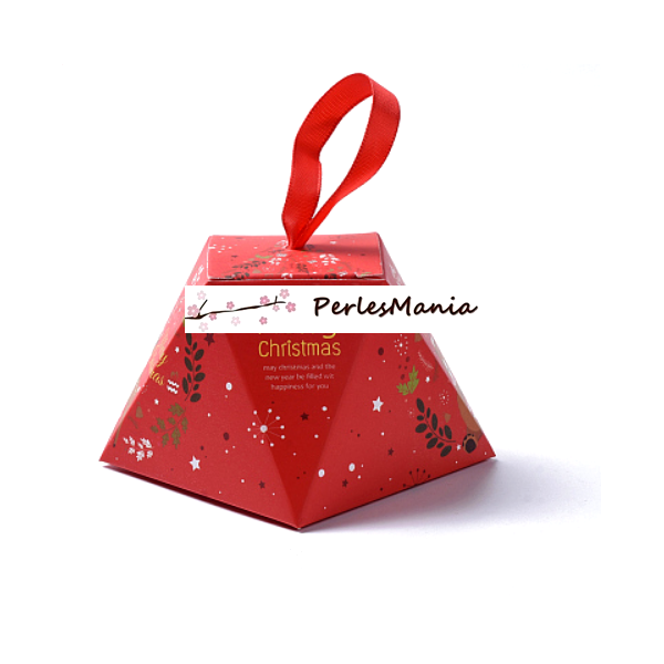 Emballages carton, Emballage Cadeau, Boite à monter soi même 8 par 8 par 6cm motif  Noël Merry Christmas