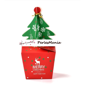 HG01202A – Lot de 2 Emballages Cadeau Carton 12.5x12.5x25cm Motif Sapin de Noël
