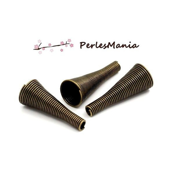 Cônes, embouts, caps coupelles RESSORT, métal finition BRONZE, pour création de bijoux