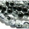 Perles de Verre Ronde 8 mm craquelée bicolore noir et blanc