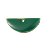 Sequins médaillons résine style émaillés Biface Demi Cercle Vert Foncé 18 par 8mm
