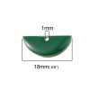 Sequins médaillons résine style émaillés Biface Demi Cercle Vert Foncé 18 par 8mm