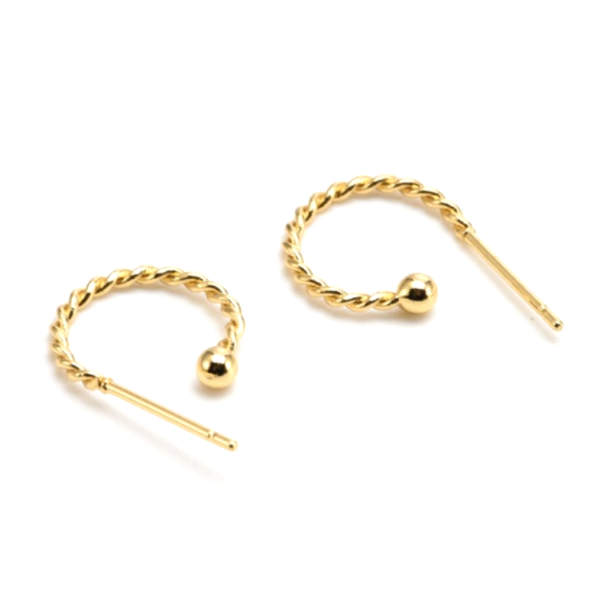 Boucles d'oreille Créoles Torsadé 13,5mm Acier finition Doré