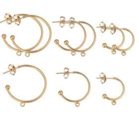 PS11866736 – Lot de 2 Boucles d’Oreille Créoles avec Attache et Embouts 25mm, Acier Inoxydable 304  Doré à l'or fin 18K