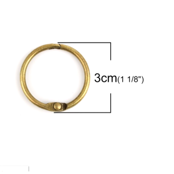 Grands Porte Clés, PORTE CLEFS  Anneaux 30mm métal couleur BRONZE