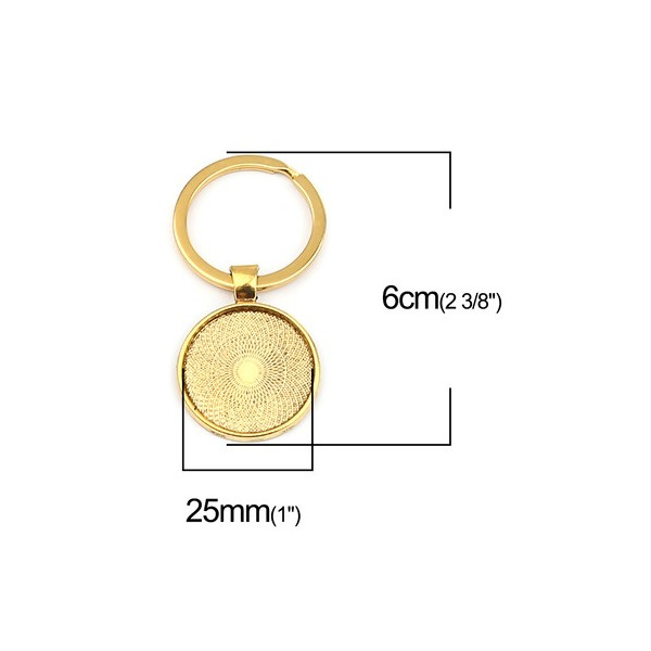Supports de Porte Cles, Porte clé 25mm métal couleur Or Antique