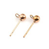 Boucles d'oreille Puce Clou Bille 4mm avec attache ACIER INOXYDABLE 304  Or Rose et poussoirs en plastique