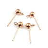 Boucles d'oreille Puce Clou Bille 4mm avec attache ACIER INOXYDABLE 304  Or Rose et poussoirs en plastique