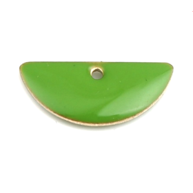 Sequins médaillons résine style émaillés Biface Demi Cercle Vert Clair 18 par 8mm