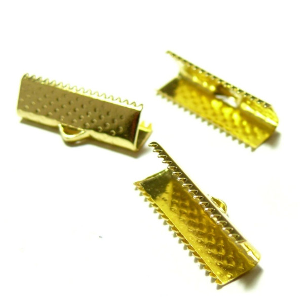Embouts Griffe,  Serre Fils, Attache Ruban 16mm métal finition Doré
