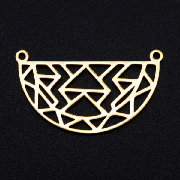 Pendentif Connecteur - Demi Cercle Graphique 31mm - finition Doré en Acier Inoxydable 304 - pour bijoux raffinésraffinés