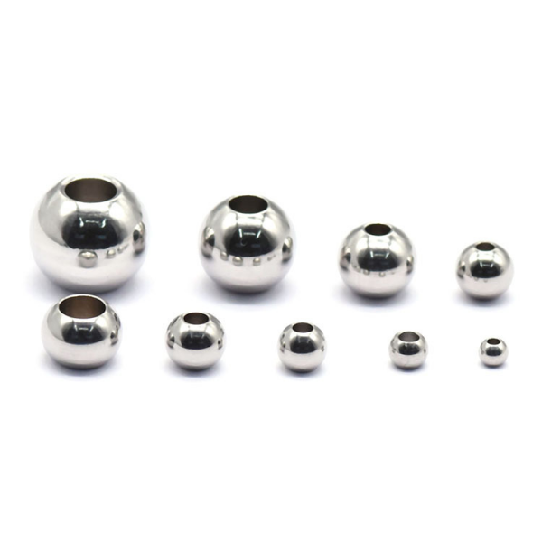 Perles intercalaires Rondes 2mm Trou 1mm en Acier Inoxydable finition Argent Rhodié