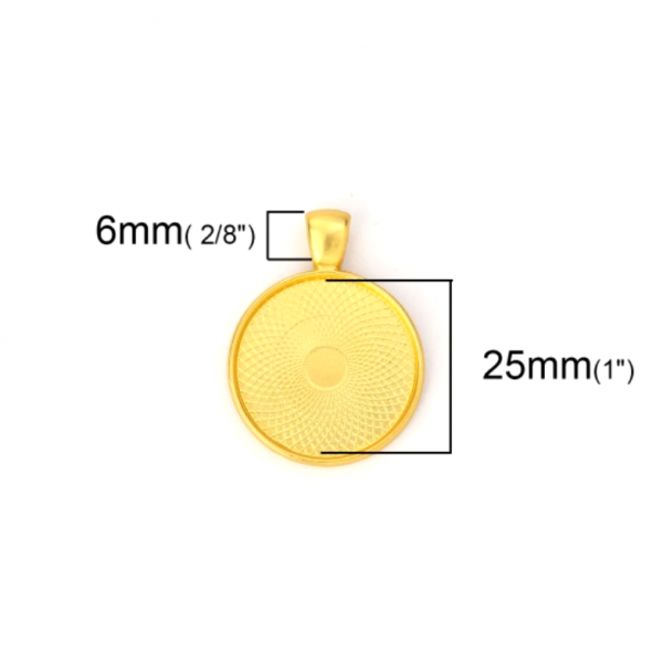 Supports de Pendentif ROND 25mm Laiton finition Or Mate qualité extra
