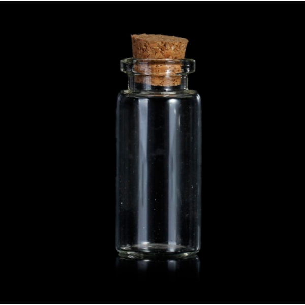Flacons - mini fiole - en verre avec bouchon en liège -53 mm de haut par 22 mm de large