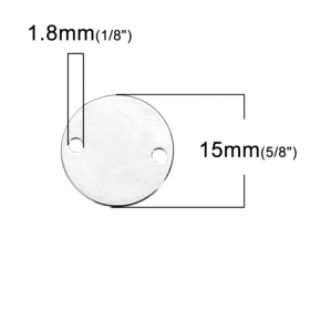 Connecteurs Médaillon 15 mm - Argenté en Acier Inoxydable 304 - pour bijoux raffinés