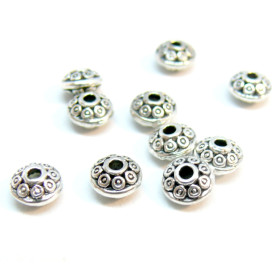 Perles Intercalaires Plates Rondelles Ethnique 6mm – Métal Argent Antique