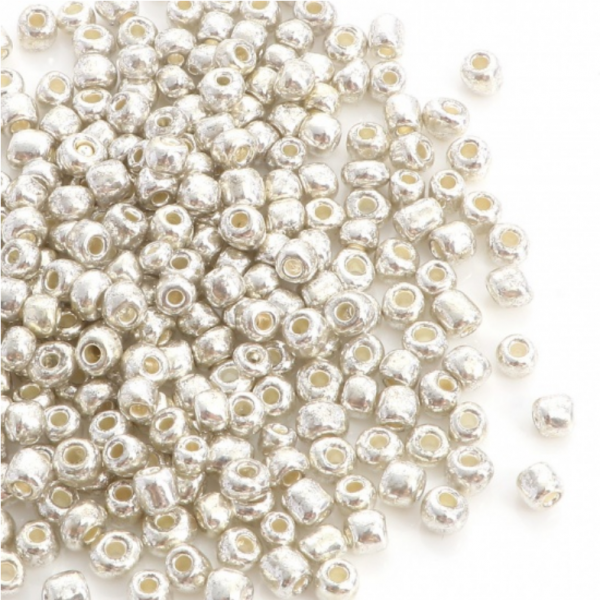 Perles de rocaille en verre Argenté 4 par 3,5mm
