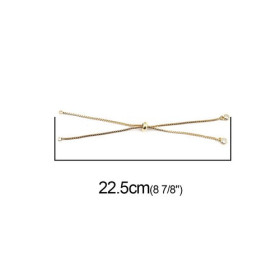 Bracelet Réglable, Intercalaire 20 cm, Laiton maille Paloma, avec Zirconium Plaqué Or 18KT