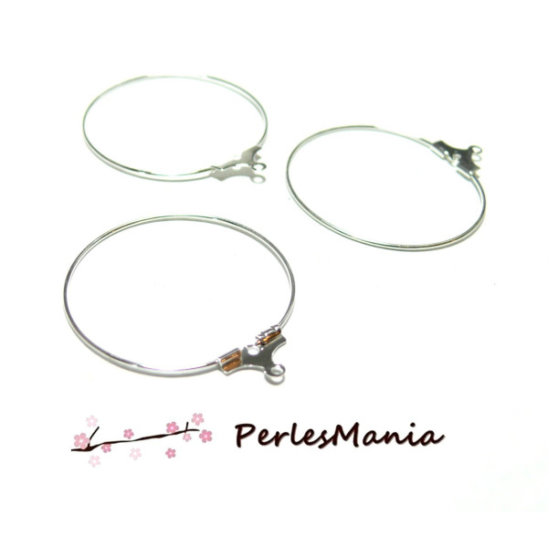 Boucles d'oreilles qualité Laiton CREOLES Cintres 45mm Argent Vif