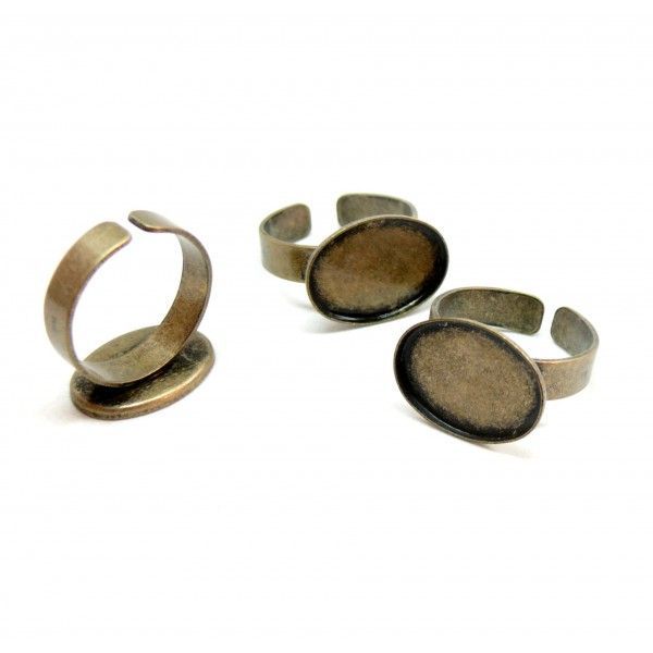 Supports de bague Ovale Horizontale 13 par 18 mm Qualité Extra Laiton coloris Bronze