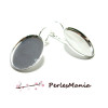 Supports de Boucle d'oreille 13 par 18mm Laiton coloris Argent Platine Rhodié