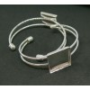 Support de bracelet CARRE 25mm laiton finition Argent Vif  pour collage digitale