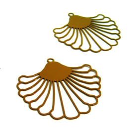 Estampes, pendentif filigrane, style Eventail 39 mm, Coloris Marron