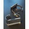 Support de bracelet Rectangle bord épais 25 par 50mm laiton finition Argent Platine Rhodié pour collage digitale