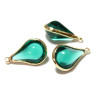 Pendentifs - Goutte de Verre Vert - 18mm métal Doré