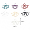 Estampes pendentif Grande feuille de lotus 39mm métal finition Bleu Canard