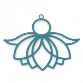 Estampes pendentif Grande feuille de lotus 39mm métal finition Bleu Canard