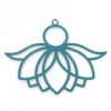 Estampes pendentif Grande feuille de lotus 39mm métal finition Bleu Canard