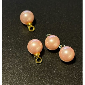 Pendentifs Rond 6 mm Nacre Rose métal finition Doré