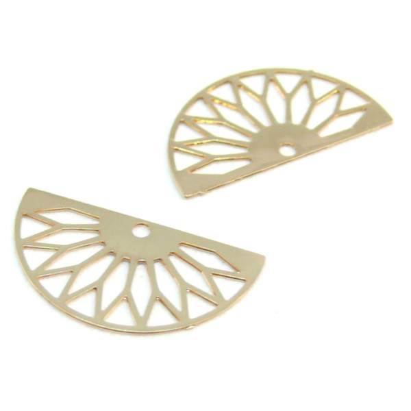 Estampes pendentif filigrane demi cercle Eventail Doré 10 par 19mm