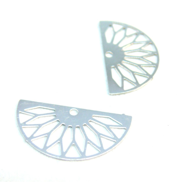 Estampes pendentif filigrane demi cercle Eventail Argent Vif 10 par 19mm