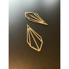 Pendentifs Goutte Géométrique 47mm en Laiton finition Doré 18KT  pour création de bijoux raffinés