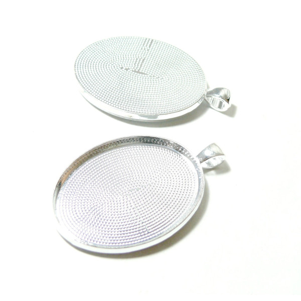 Supports de pendentif OVALE 30 par 40mm QUALITE EXTRA, laiton finition ARGENT VIF