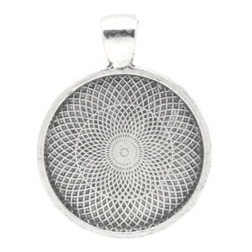 Supports de pendentif rond 25mm QUALITE EXTRA ARGENT ANTIQUE
