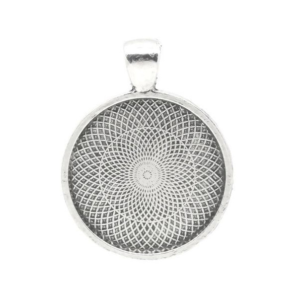 Supports de pendentif rond 25mm QUALITE EXTRA ARGENT ANTIQUE