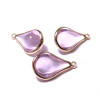 Pendentifs Goutte de Verre Lilas 18mm métal Doré