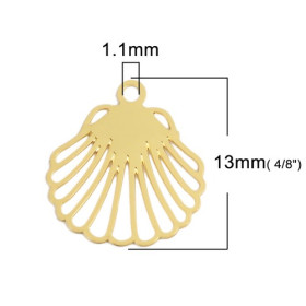 Estampes pendentif Coquille saint Jacques Eventail 13mm métal couleur Doré