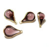 pendentifs Goutte de Verre Violet 18mm métal Doré