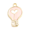 Pendentifs - Ampoule Cœur 20 mm - style émaille Rose Pale - métal Doré